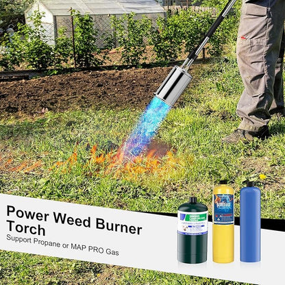 Sondiko Big Flame Propane Torch Head Kit, Weed Torch, Heavy Duty Blow Torch Detachable Propane Weed Torch with High Output for Garden Stumps Wood Ice Snow Roofing(Black)