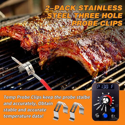 2-Pack Repalcement Meat Probe for Camp Chef Pellet Grill and Smoker, 3.5mm Plug Temperature Probe with Camp Chef Probe Clip Accessories