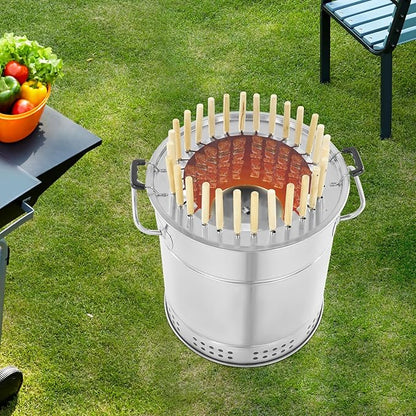 Smokeless Portable Charcoal Grill - Foldable Stainless Steel BBQ Grill with 28 Skewers for Camping, Travel, Backyard, Patio & Picnic