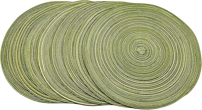 Red-A, Placemats, Round Placemats for Dining Table Set of 8 Woven Heat Resistant Non-Slip Kitchen Table Mats Diameter 14 Inch(Green)