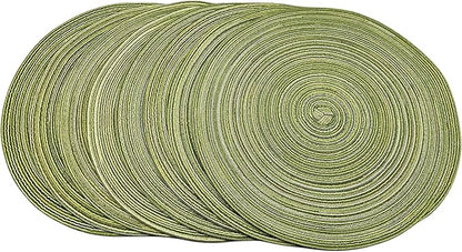 Red-A, Placemats, Round Placemats for Dining Table Set of 8 Woven Heat Resistant Non-Slip Kitchen Table Mats Diameter 14 Inch(Green)