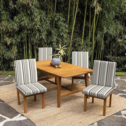 Arden earthFIBER Outdoor Dining Chair Cushion, 20 x 20, Rain-Proof, Fade Resistant, Taupe Grey Boardwalk Stripe