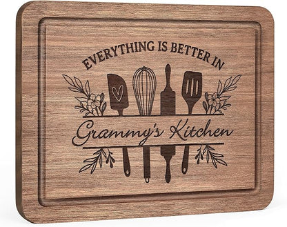 Grammy Gifts for Grandma, Premium Walnut Wood Cutting Board Gifts for Grammy, Grammy Birthday Gifts, Cool Kitchen Gifts for Grammy Grandma Granny from Grandkids