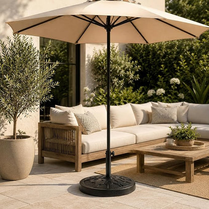 28.7 Lbs 17.91 Inch Round Umbrella Stand, Heavy Duty Weighted Base for Outdoor Market Parasols, Stable Holder for Patio Deck Lawn Garden Poolside, Black