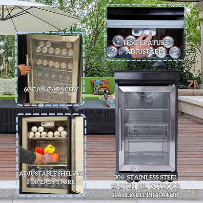 65-Inch Outdoor Kitchen Island with 4-Burner Gas, Outdoor Kitchen Bar Island BBQ Grill with 72000 BTU, 304 Stainless Steel, Wine Cooler Refrigerator, Rotisserie Kit, Granite Countertops, Black