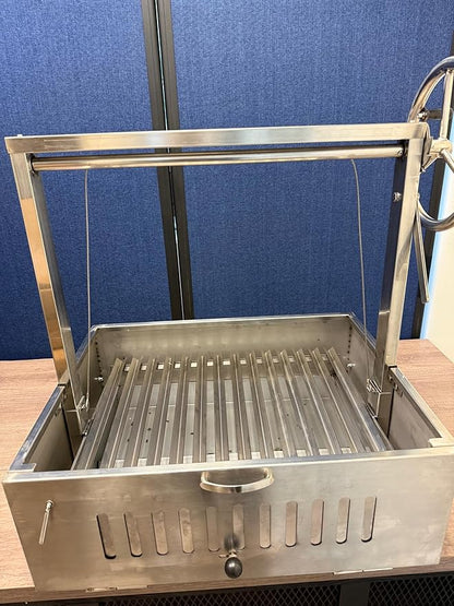Santa Maria Grill Built in BBQ Cooking Grill -Argentine Barbecue V grate adjustable height- Tabletop model 28 &1/2 by 22 inch