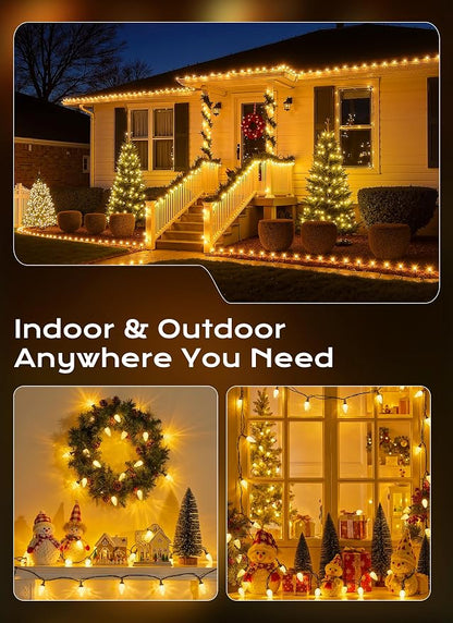 C9 Christmas Lights Outdoor, 72 FT 110 LED C9 String Lights, 8 Modes & Timer Connectable Waterproof for Christmas Tree Light Indoor Outdoor Roofline Patio Outside Garden Yard Xmas Decor, Warm White