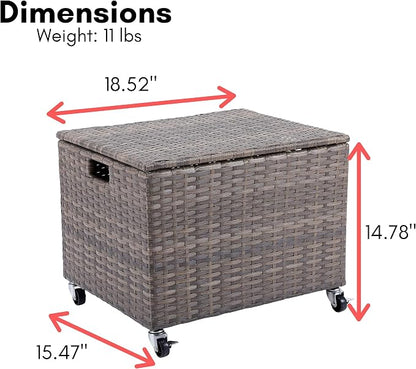 BIRDROCK HOME Rolling File Box - Storage Cabinet with Wheels - Weatherproof Rattan-Style Resin Deck Chest for Garden, Home and Office - Organize Cushions, Toys, and Accessories - Storage Box - Tan