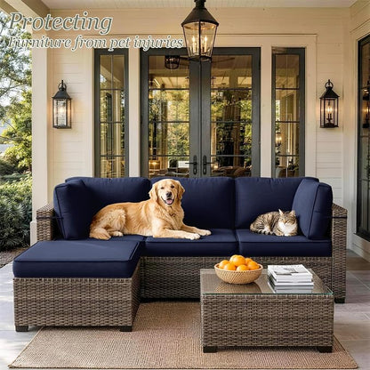 9 Pcs Outdoor Patio Cushions Covers Replacement Sets, Covers Only | 9 Pcs Patio Cushions Covers Replacement UV Resistant, Water Anti-Slip, Heavy-Duty Zippers for 5 Pcs Patio Furniture Set