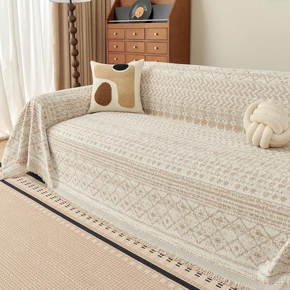 MEETSKY Boho Couch Cover for Sectional Sofa, Chenille Loveseat Sofa Covers Washable Pet Friendly Geometric Couch Covers