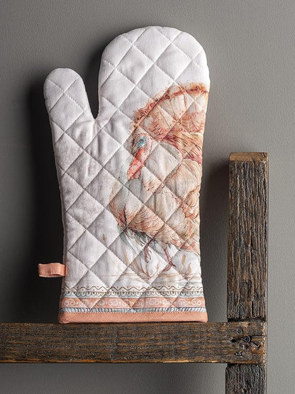 Maison d' Hermine Oven Gloves 100% Cotton Oven Mitt 7" x 13" with Loop Heat Resistant BBQ Cooking Gloves for Thanksgiving Christmas Decorations Baking Handling Hot Pans (Pack of 1, Giving Thanks)