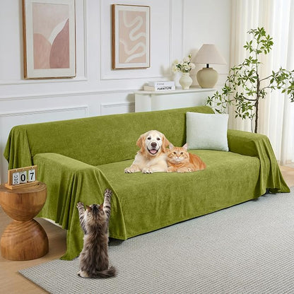 PuTian Couch Cover for Dogs, 71"x102", Boho Green | Waterproof, Washable Slipcover for L-Shaped Sectional, Recliner & Armchair，Protects against Spills, Stains & Wear
