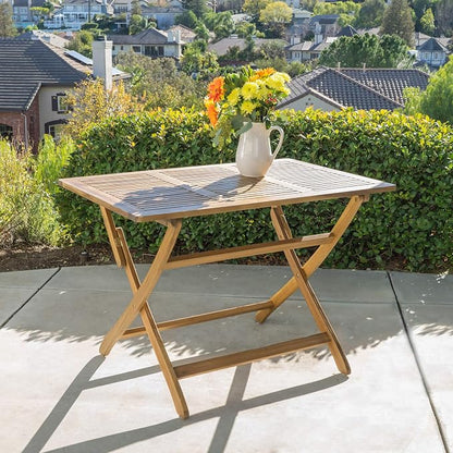 Christopher Knight Home Positano Outdoor Acacia Wood Foldable Dining Table, Natural Stained