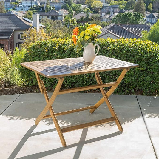 Christopher Knight Home Positano Outdoor Acacia Wood Foldable Dining Table, Natural Stained