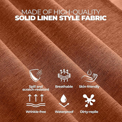 Decorelia Faux Linen Small Rectangle Tablecloth for Kitchen Dining Room,Outdoor Coffee Wrinkle-free Washable Table Cloth Covers for Wedding, Picnics,Party(Oblong,60 x 84 Inch (6-8 Seats),Burnt Orange)