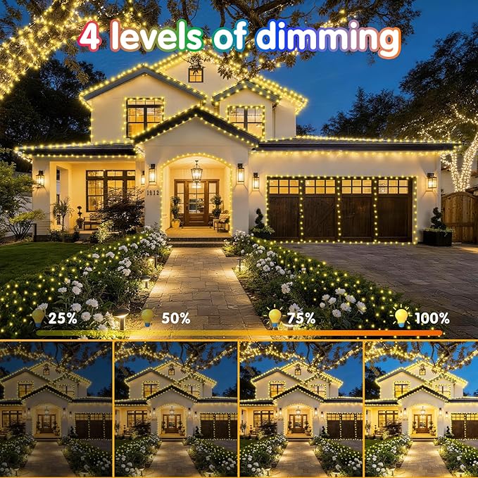 Hezbjiti 2 Pack 1000 LED 403 FT Christmas String Lights Outdoor, 8 Lighting Modes IP44 Waterproof Fairy Lights with Timer and Dimmable Function for Party Tree Decorations (Warm White, Clear Wire)