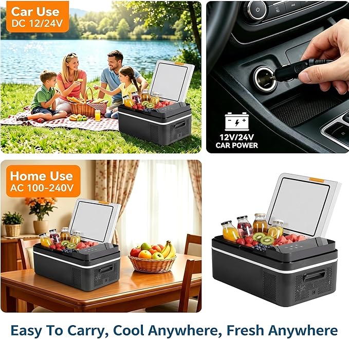 Simple Deluxe 12 Volt Refrigerator, 21QT Single Zone Electric Cooler, Car Fridge -4℉-68℉, Portable Refrigerator 12/24V DC 100-240V AC, Portable Freezer for Travel RV Camping Boat Home