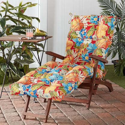 Greendale Home Fashions 72 x 22-inch Outdoor Chaise Lounge Cushion, Aloha Crimson