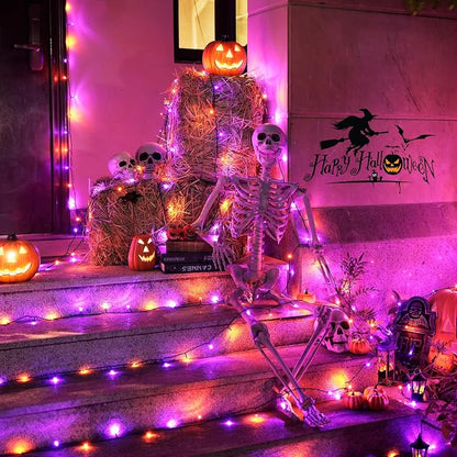 JMEXSUSS 66ft 200 LEDOrange and Purple Halloween String Lights, Plug in | Connectable, Waterproof, 8 Modes, Halloween Lights Indoor Outdoorfor Tree Yard Garden Halloween Decorations