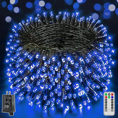 BrightChristmas 500 LED 164 FT Christmas Lights, Waterproof Outdoor String Lights with Remote and Timer, Christmas Tree Lights with 8 Modes Dimmable, Fairy Lights for Holiday Decor (Blue)