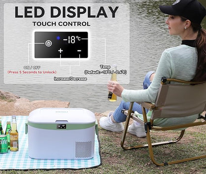 Megiu 12 Volt Refrigerator Portable Car Freezer 13.5 Quart (12.8 Liter) Compressor Cooler 12V/24V DC 110～240 Volt AC for Truck Van RV Camper SUV Boat Travel Camping Road Trips Tailgating -18℃~+15℃