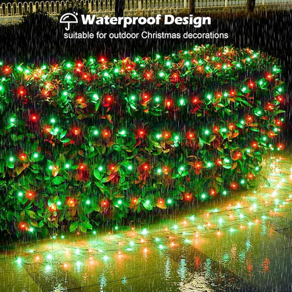 BlcTec Outdoor Christmas Lights 360 LED 9.8ft x 6.6ft Christmas Net Lights with 8 Modes, UL Certified, Timer, Connectable, Waterproof for Bushes, Shrubs, Yard Outdoor Xmas Decorations, Red Green