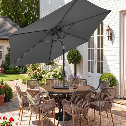 10 ft Patio Umbrella Outdoor with Push Button Tilt, Anthracite | UV Protection, Waterproof, Large Porch Deck Umbrella for Pool, Table, Garden, Backyard, Provides Shade