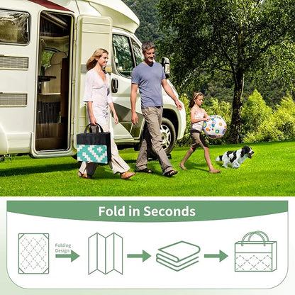 GENIMO Outdoor Rug, Waterproof Plastic Rugs for Patio, 6'x9' Lakegreen | Outside Larger Modern Carpet Mat for Porch Decor, Deck, Balcony, Camping, RV, Backyard, Picnic, Beach, Reversible, Foldable