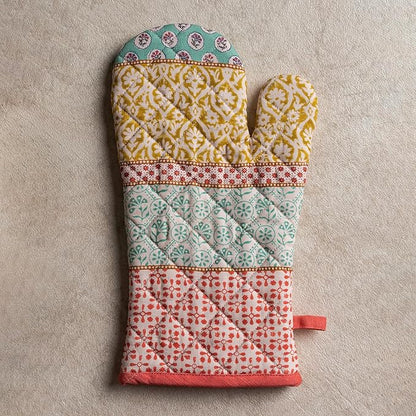 Maison d'Hermine Oven Gloves 100% Cotton Oven Mitt 7" x 13" with Loop Heat Resistant BBQ Cooking Gloves Baking Grilling Kitchen Hotel Home Farmhouse Spring Summer (Pack of 1, Provence)