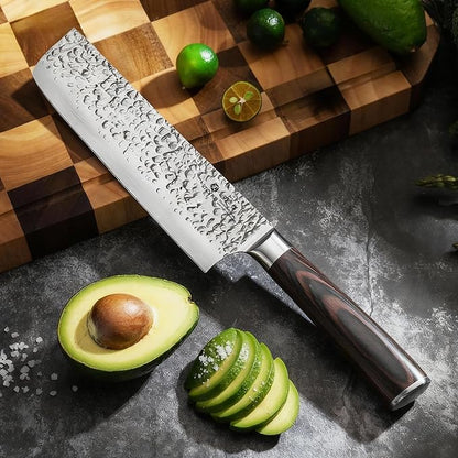 imarku Nakiri Knife,7 Inch High Carbon Stainless Steel Japanese Chef Knife,Razor Sharp Chopping Vegetable and Meat Cleaver Kitchen Knife with Ergonomic Handle,Fathers Day