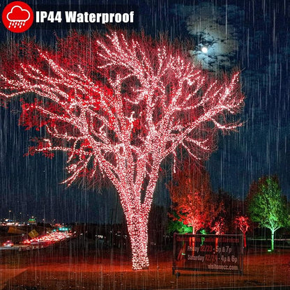 500 LED Red Christmas Lights, 165ft Red String Lights 8 Modes Clear Wire, Connectable Waterproof Plug in Twinkle Fairy Light for Tree Bedroom Indoor Outdoor Christmas Decorations