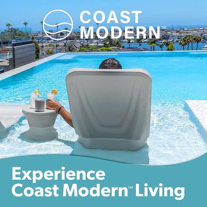 Coast Modern in Pool Lounge Chair - Waterproof & Weighted Chaise Lounger - Outdoor Pool Furniture for Patio or in Baja Shelf - Gray