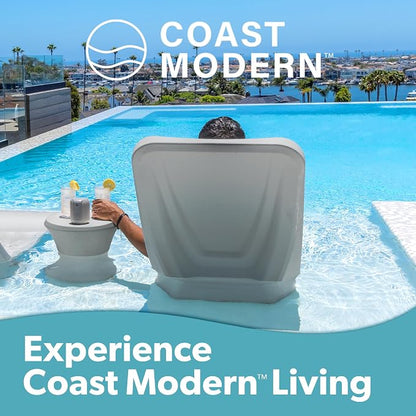 Coast Modern in Pool Lounge Chair - Waterproof & Weighted Chaise Lounger - Outdoor Pool Furniture for Patio or in Baja Shelf - Gray
