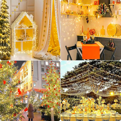 Warm White Christmas Fairy String Lights, 165FT 500L Indoor Outdoor | 8 Modes with Memory, IP65 Waterproof, Clear Wire, Tangle-Free Design for Classroom Bedroom Camping Tree Party wedding Decor