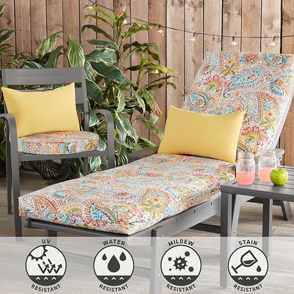 Outdoor Reversible Chaise Lounge Chair Cushion, Jubilee