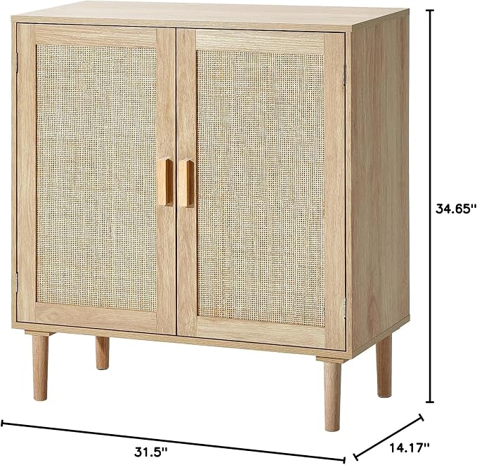 VEVOR Sideboard Cabinet, Buffet Cabinet with 2 Magnetic Doors and Adjustable Shelves, Sideboard Buffet for Hallway, Entryway, Living Room, or Kitchen, Natural
