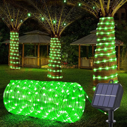 Jnaurb Solar Rope Lights, 66ft 200LED Solar String Lights, 8 Modes Waterproof Solar Outdoor Light, Flexible Clear Trampoline Light for Garden Backyard Patio Deck Porch Pool Tree Decor - Green