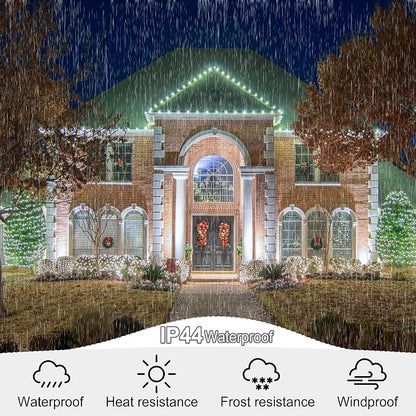 kemooie 500 LED Christmas String Lights, 164FT 8 Lighting Mode with Memory Plug in Green Wire Waterproof Lights, for Outdoor Indoor Birthday Christmas Wedding Party Garden Balcony Decorations (White)