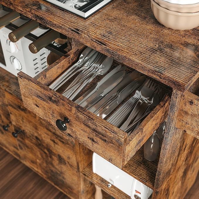 IRONCK Kitchen Island Cart with Wheels for Kitchen and Dining Room | Wine Rack, Drawers, Open Shelves, Storage, Drawer space