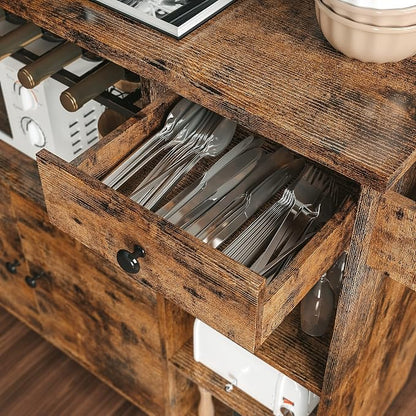 IRONCK Kitchen Island Cart with Wheels for Kitchen and Dining Room | Wine Rack, Drawers, Open Shelves, Storage, Drawer space