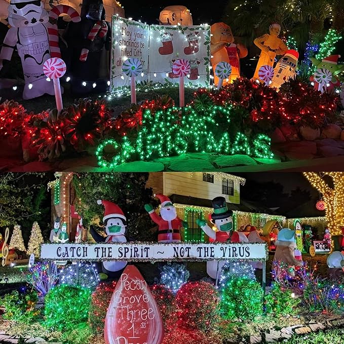 YEGUO 66ft 200 LED Green String Lights Outdoor Waterproof, Green Wire Christmas Lights Indoor, 8 Modes Twinkle Lights for Christmas Tree Plug in with Timer Memory