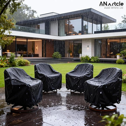 ANartcle Swivel Patio Chair Cover 4 Pack,600D Waterproof Heavy Duty Outdoor Chair Cover(33 W x 35 D x 36 H inches),Patio Furniture Covers,Outdoor Furniture Covers Waterproof,Black