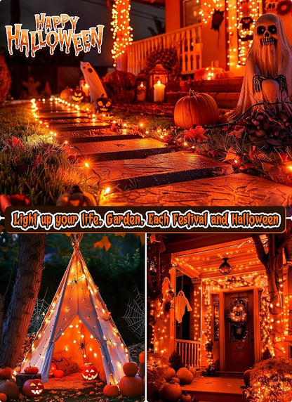 2 Pack Orange Halloween Mini Lights, 10 Feet 50 Count Mini String Lights | Total 100 Count Incandescent Bulb, Connectable Halloween Light for Haunted House Ghost Party Holiday Window Indoor Decoration