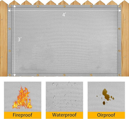 Heat Shield Behind Grill Grey Fireproof Cover and Screen Protect Deck Railing from Grill Heat Shield for Wood Stove, 3’x4’ Wall Protector for Fridge Waterproof BBQ Mat UV Resistant Privacy Screen