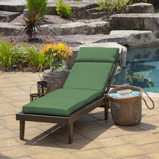 Arden Outdoor Chaise Cushion, 22x77, Moss Green | Lounge Cushion, Rain-Proof, Fade Resistant, Mold and Mildew Resistant