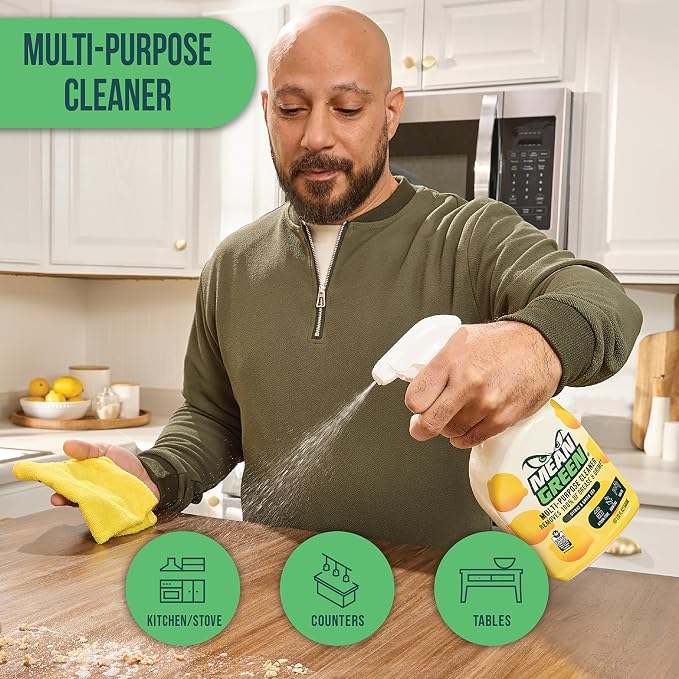 Mean Green Multi-Purpose Cleaner Spray, Citrus & Green Tea, 32 oz – Removes 100% of Grease & Grime, Kitchen, Bathroom & Household Surfaces