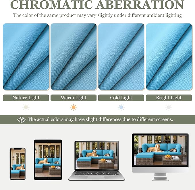 9 Pcs Outdoor Patio Cushions Covers Replacement Sets, Covers Only | 9 Pcs Patio Cushions Covers Replacement UV Resistant, Water Anti-Slip, Heavy-Duty Zippers for 5 Pcs Patio Furniture Set