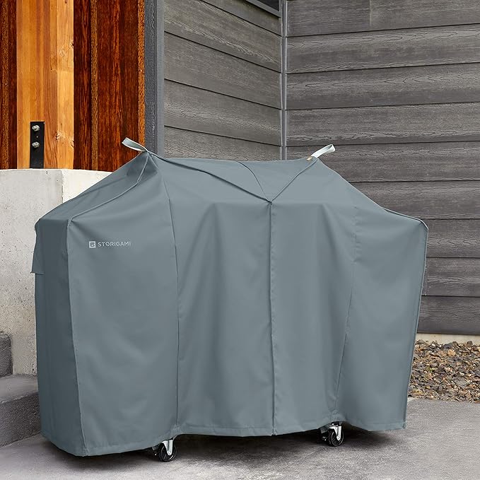Classic Accessories Storigami Easy Fold Water-Resistant 64 Inch BBQ Grill Cover, Goat Tan