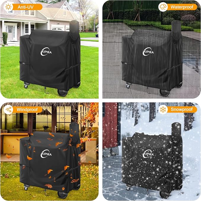 Pellet Grill Cover for Z Grills 700, 600D Waterproof Smoker Cover | Heavy Duty, UV Resistant, No Tear, No Fading, 4 Windproof Buckles, drawstring, 2 side buckles