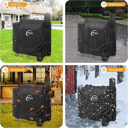 Pellet Grill Cover for Z Grills 700, 600D Waterproof Smoker Cover | Heavy Duty, UV Resistant, No Tear, No Fading, 4 Windproof Buckles, drawstring, 2 side buckles